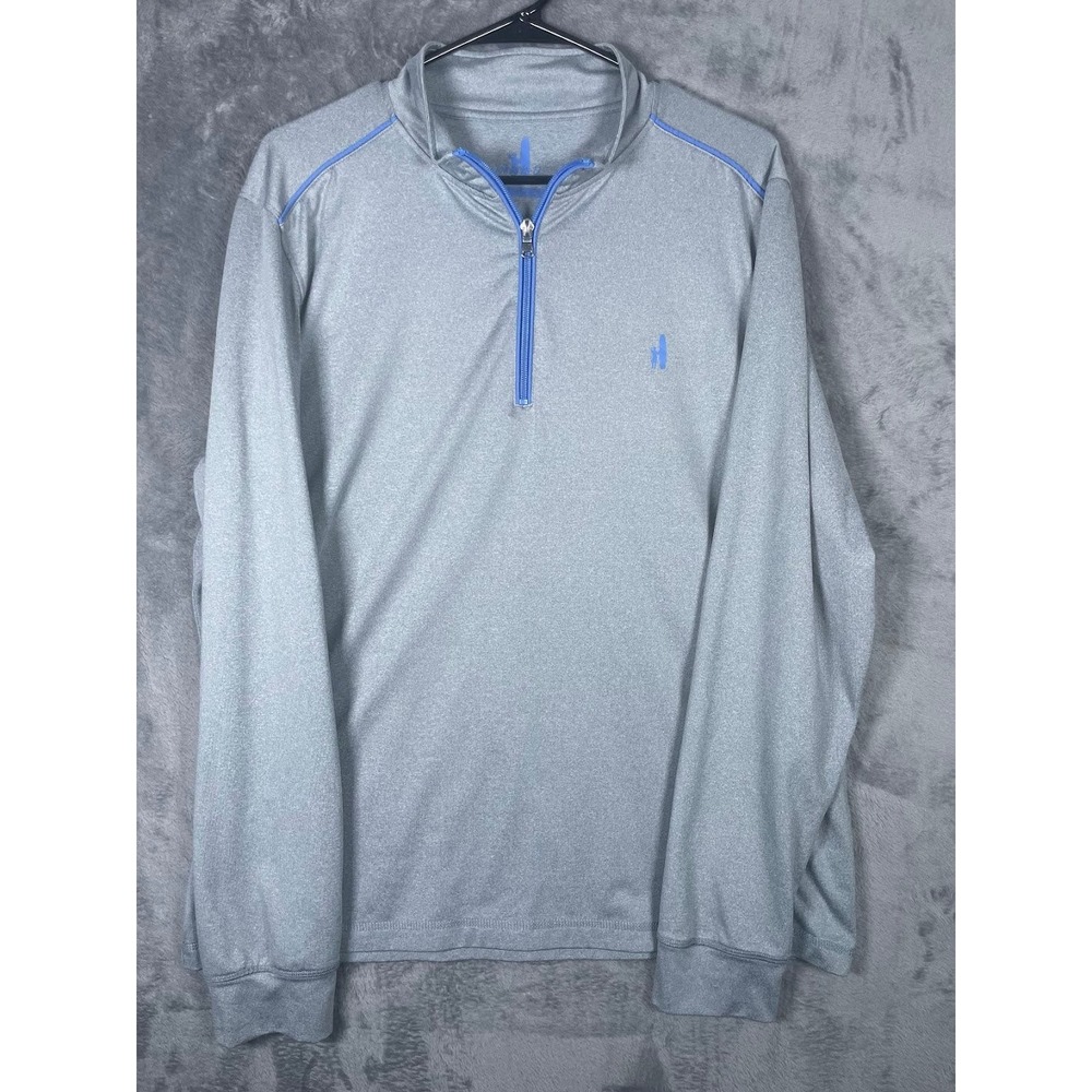 Johnnie-O Prep-Formance Mens Gray Blue Quarter Zip Pullover Size Large